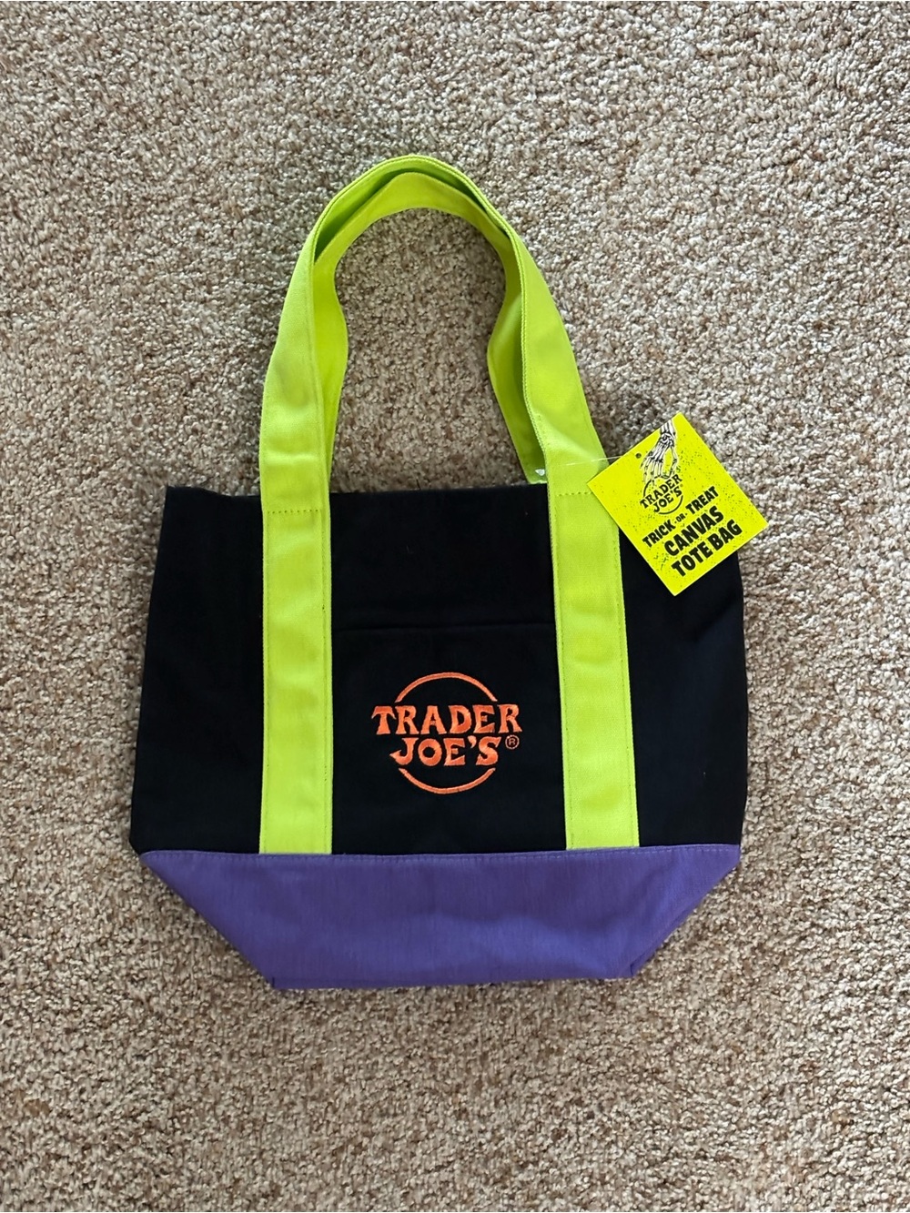 Trader Joe's Trick or Treat Canvas Tote Bag NWT Halloween Reusable Mini